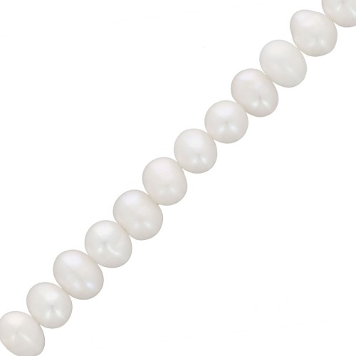 Perles d'eau douce ovales irrégulières 7x6 mm - Grade A  Blanc x34cm