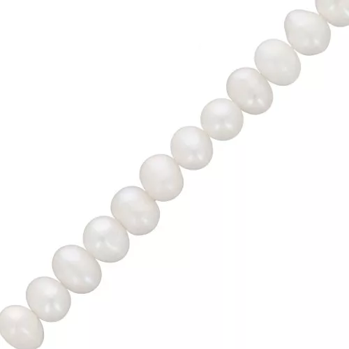 Perles d'eau douce ovales irrégulières 7x6 mm - Grade A Blanc x34cm