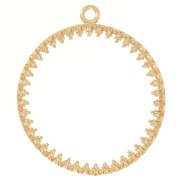 Pendentif rond travaillé pour cabochon plat 26 mm - Plaqué Or 3 microns x1