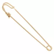 Broche épingle à nourrice - épingle à kilt 61 mm - Doré à l'or fin x1