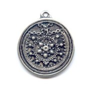 Pendentif médaille 27 mm argenté vieilli x1