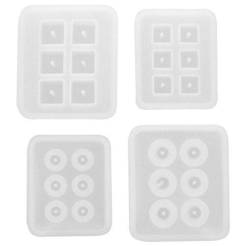 Set de 4 moules silicone pour réaliser des perles rondes et carrées en résine