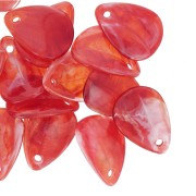 Sequins pétales de fleurs incurvés 17 mm en acrylique - Marbré Rouge - Blanc x15