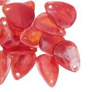 Sequins pétales de fleurs incurvés 17 mm en acrylique - Marbré Rouge - Blanc x15