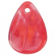 Sequins pétales de fleurs incurvés 17 mm en acrylique - Marbré Rouge - Blanc x15