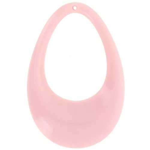 Pendentif goutte évidé en acrylique opaque 45x30 mm - Rose clair x1