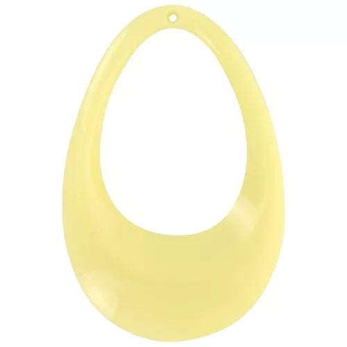 Pendentif goutte évidé en acrylique opaque 45x30 mm - Jaune pâle x1