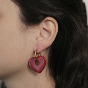 Pendentif coeur en acrylique opaque 27x30 mm - Rose clair x1