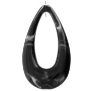 Pendentif goutte évidé 45x25.5 mm en acrylique - Marbré Noir - Blanc x1