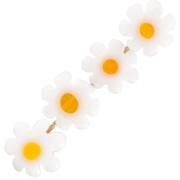 Perles fleur marguerite 9-7 mm en verre - Blanc - Jaune orangé x4|raw }}