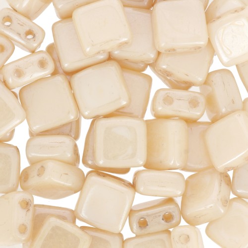 Tile beads 6 mm Opaque Beige Ceramic Look x50