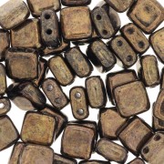 Tile beads 6 mm Jet Bronze Picasso x50