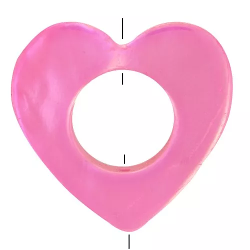 Perle coeur évidé 18 mm - Coquillage teinté - Rose irisé x1