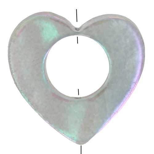 Perle coeur évidé 18 mm - Coquillage teinté -  Gris irisé x1