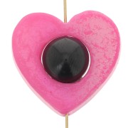 Perle coeur évidé 18 mm - Coquillage teinté -  Gris irisé x1