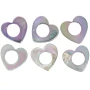 Perle coeur évidé 18 mm - Coquillage teinté -  Gris irisé x1