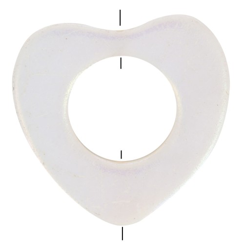 Perle coeur évidé 18 mm - Coquillage -  Blanc irisé x1