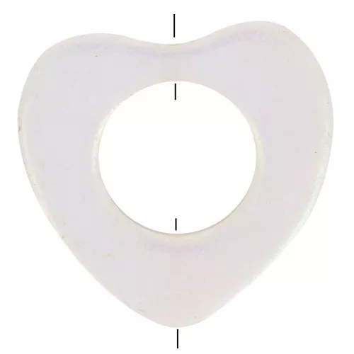 Perle coeur évidé 18 mm - Coquillage - Blanc irisé x1