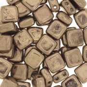 Tile beads 6 mm Gold Bronze x50|raw }}