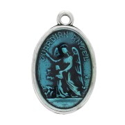 Médaille résine époxy Saint 25 mm turquoise  x1