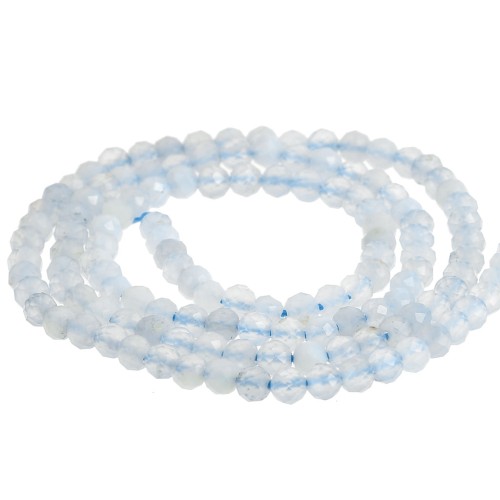 Perles rondes facettées 3.5 mm en pierre gemme - Blue Lace Agate x38cm