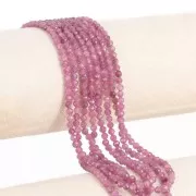 Perles  rondes facettées 3 mm en pierre gemme  - Tourmaline rose x38cm