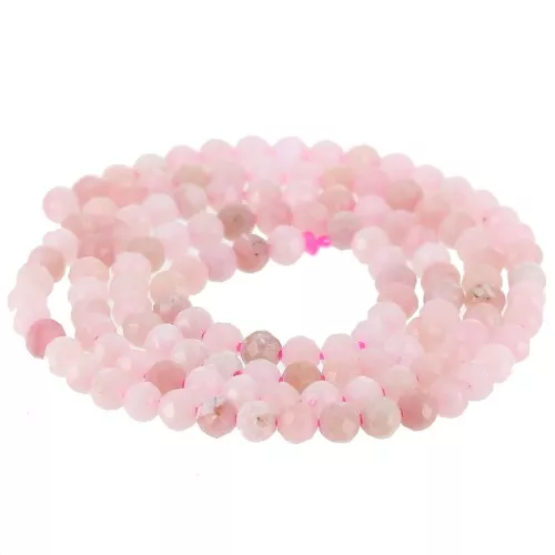 Perles rondes facettées 3 mm en pierre gemme - Opale rose x38cm
