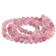 Perles rondes facettées 4 mm pierre gemme - Tourmaline rose x38cm|raw }}
