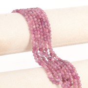 Perles rondes facettées 4 mm pierre gemme - Tourmaline rose x38cm