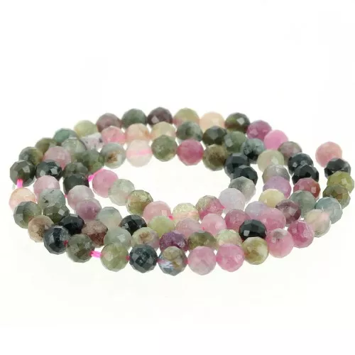 Perles rondes facettées 4.5 mm pierre gemme - Tourmaline x38cm