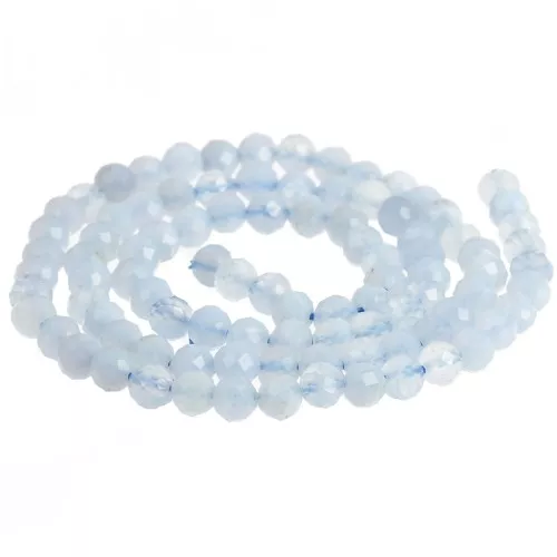 Perles rondes facettées 4 mm pierre gemme - Blue Lace Agate x38cm
