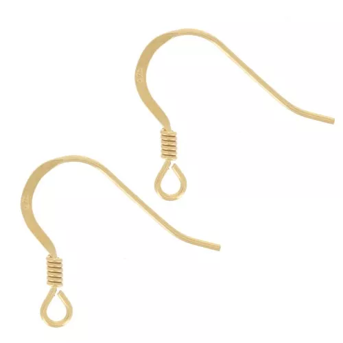 Crochets d'oreilles 18 mm - Argent 925 Doré à l'or fin x4