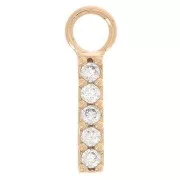 Breloque barre 12x2 mm avec oxyde de zirconium - Plaqué or 3 microns - Crystal x1