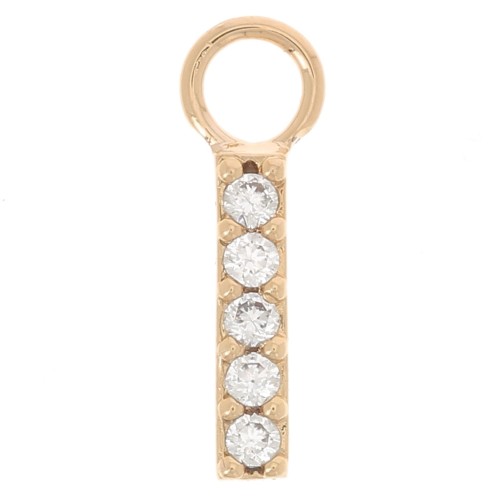 Breloque barre 12x2 mm avec oxyde de zirconium - Plaqué or 3 microns - Crystal x1