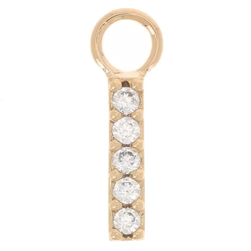 Breloque barre 12x2 mm avec oxyde de zirconium - Plaqué or 3 microns - Crystal x1