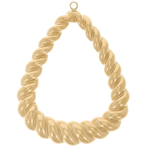 Pendentifs gouttes effet torsadé 41x32 mm - Acier inoxydable 316L Doré x2