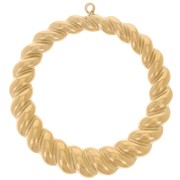 Pendentifs cercles effet torsadé 35 mm - Acier inoxydable 316L Doré x2