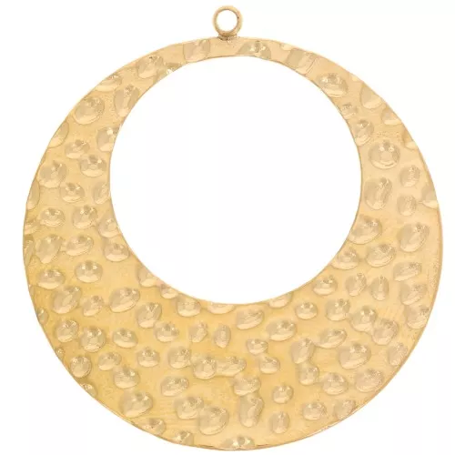 Pendentifs cercles évidé texturé 33 mm - Acier inoxydable 304L Doré x2