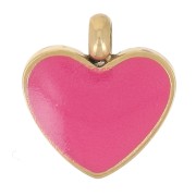 Breloque coeur 8x7.5 mm avec résine époxy - Acier inox 316L Doré - Fuchsia x1|raw }}