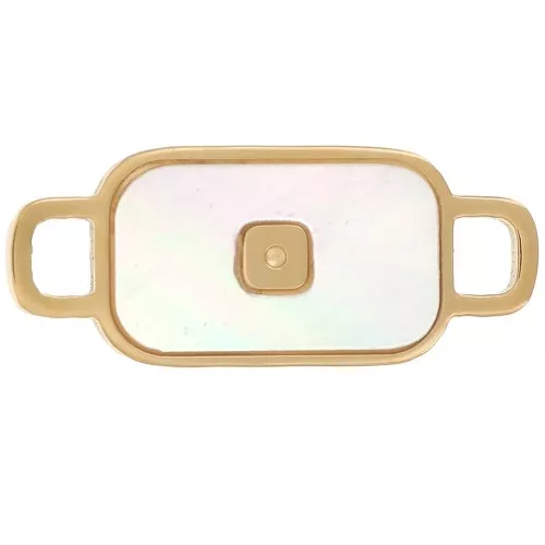 Intercalaire rectangle 15x6 mm avec nacre - Acier inoxydable 316L Doré x1