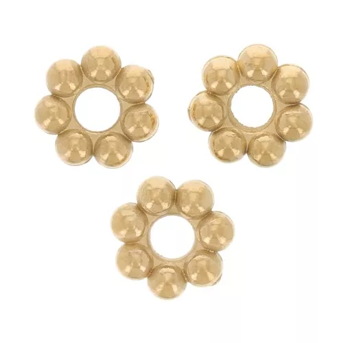 Perles rondelles fleurs 3 mm - Acier inoxydable 304L Doré x10