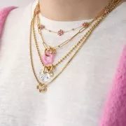 Pendentif fleur 21 mm en résine opaque - Rose vif marbré x1