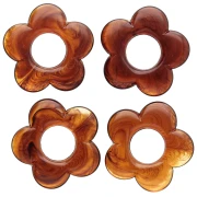 Pendentif fleur 21 mm en résine translucide - Ambre marbré x1