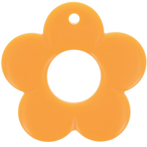 Pendentif fleur 35 mm en résine opaque - Mandarine x1