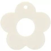 Pendentif fleur 35 mm en résine opaque - Ecru x1