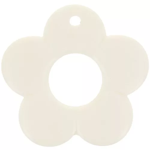 Pendentif fleur 35 mm en résine opaque - Ecru x1