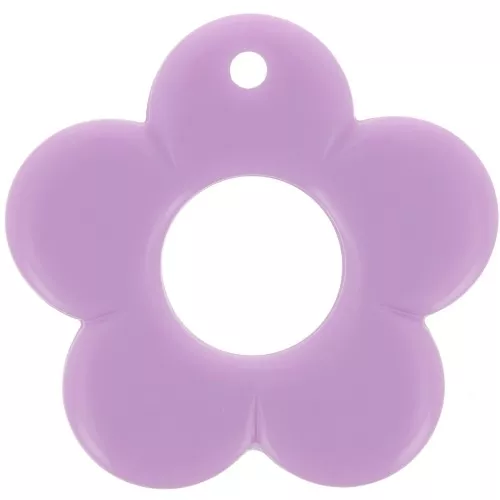 Pendentif fleur 35 mm en résine opaque - Violet clair x1