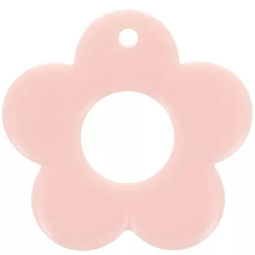Pendentif fleur 35 mm en résine opaque - Rose clair x1