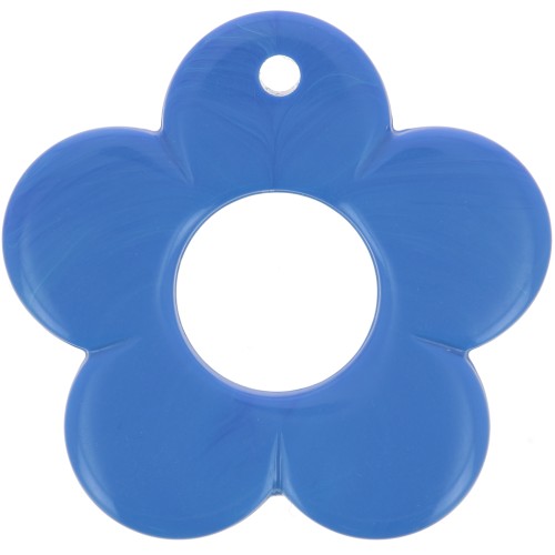 Pendentif fleur 35 mm en résine opaque - Bleu x1
