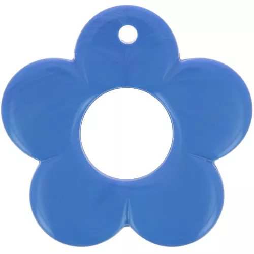 Pendentif fleur 35 mm en résine opaque - Bleu x1